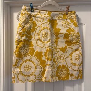Boden Yellow and White Floral A-Line Mini Skirt Size 6